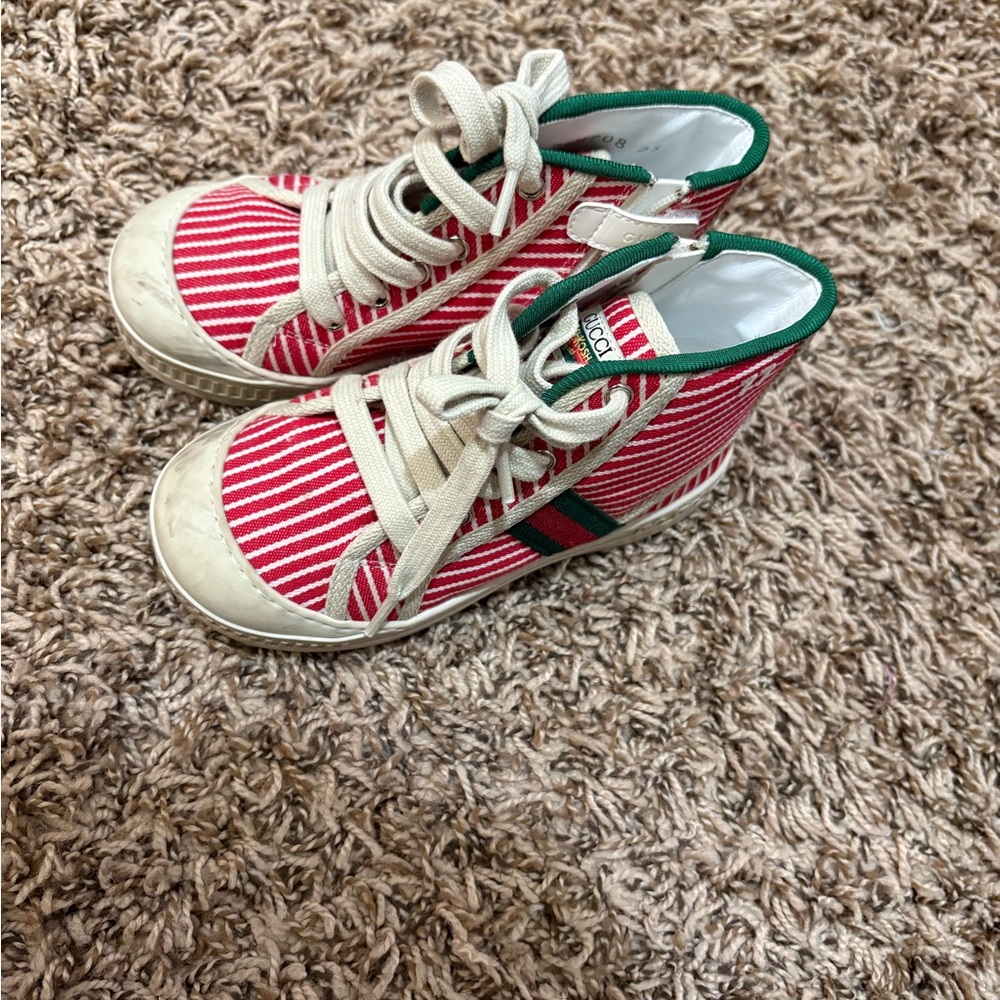 Kids Red Gucci/ Oshkosh collab sneakers